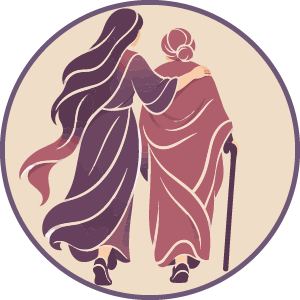 Drawin Figures of Ruth and Naomi Walking Home for Circular Web Graphic
